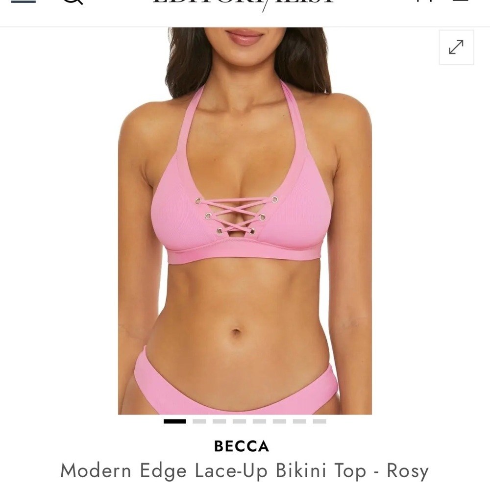 BECCA Pink Lace-Up Bikini Top